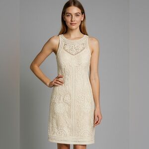 ✨ Sue Wong Nocturne Ivory Lace Embroidered Cocktail Dress | Size 4